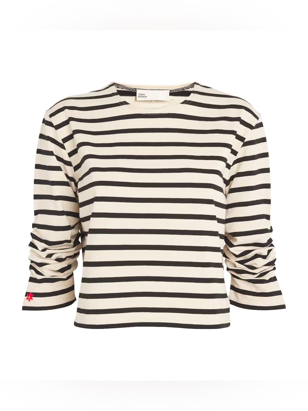EUC – Tory Burch Scrunched Sleeve Striped T-Shirt – Large